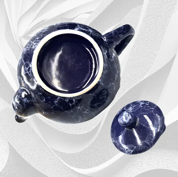Elegant Blue Marble Teapot - Picture 8 of 9
